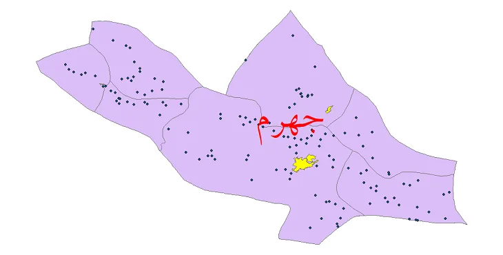 دانلود نقشه شیپ فایل (GIS) تقسیمات سیاسی شهرستان جهرم سال 1400