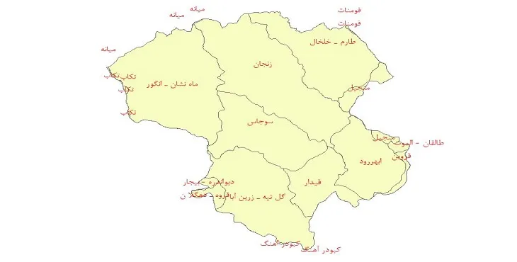نقشه جی آی اس (GIS) دشت های استان زنجان