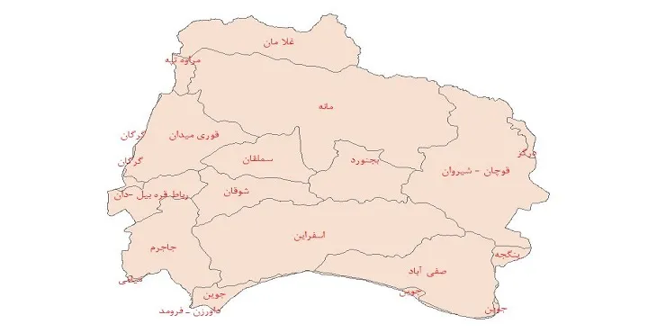 نقشه جی آی اس (GIS) دشت های استان خراسان شمالی