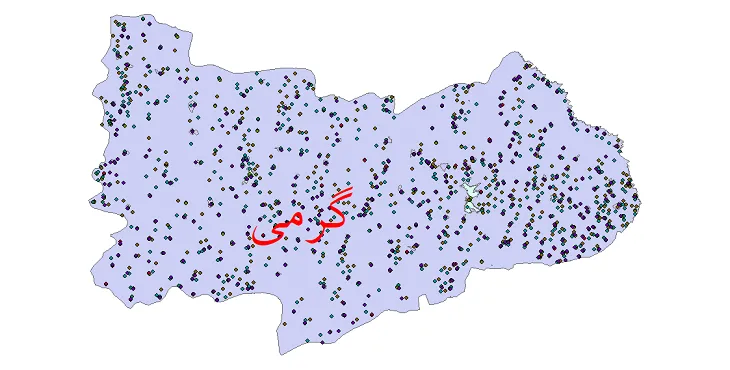 نقشه جمعیت شهرها و روستاهای شهرستان گرمی از سال 35 تا 95