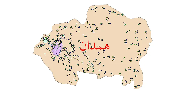 نقشه جمعیت شهرها و روستاهای شهرستان همدان از سال 35 تا 95