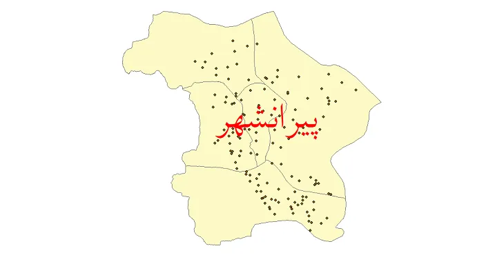 نقشه شیپ فایل تقسیمات سیاسی شهرستان پیرانشهر + pdf