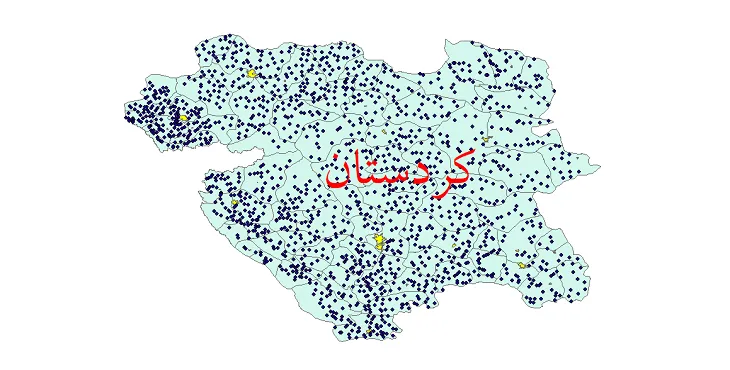 نقشه شیپ فایل تقسیمات سیاسی استان کردستان + pdf